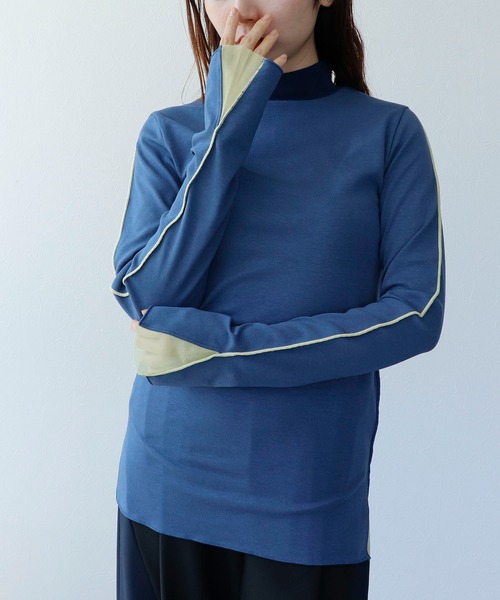 Cepica(セピカ)の「【MARECHAL TERRE / マルシャルテル】バイカラーチュールトップス(Tシャツ/カットソー・レディース・ブルー/ホワイト/ブラック・FREE)」の3枚目の写真