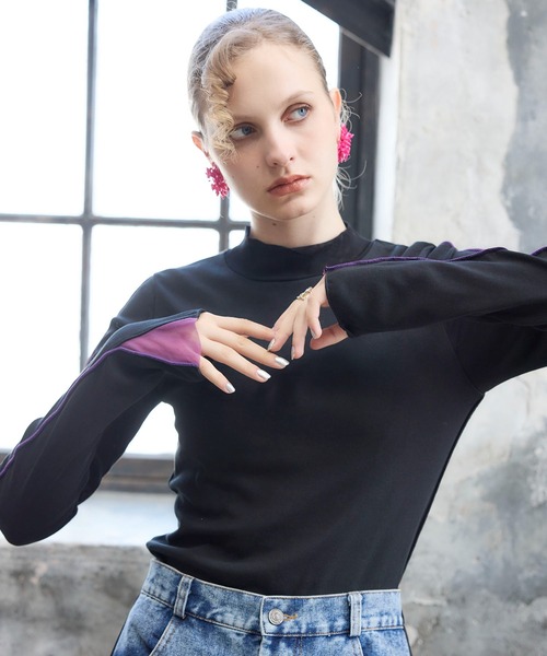 Cepica(セピカ)の「【MARECHAL TERRE / マルシャルテル】バイカラーチュールトップス(Tシャツ/カットソー・レディース・ブルー/ホワイト/ブラック・FREE)」の22枚目の写真