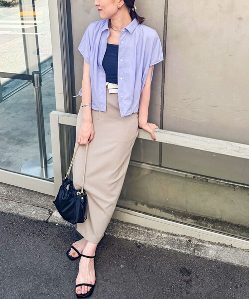 NOLLEY’S Sophi（ノーリーズソフィ）の「ウォッシャブル折り返しロングタイトスカート（スカート・レディース・カーキ/チャコールグレー・34/36/38）」の5枚目の写真