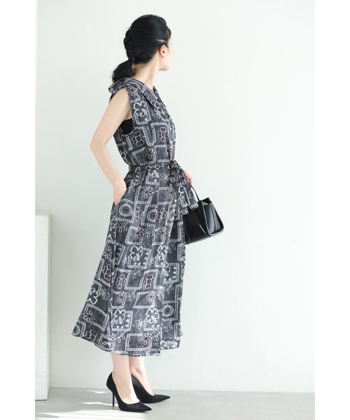 cawaii（カワイイ）の「ゆったり心地よい刺繍風プリントのロングワンピース（紐リボン付き）（ワンピース・レディース・ブラック・FREE）」の14枚目の写真