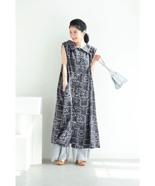cawaii（カワイイ）の「ゆったり心地よい刺繍風プリントのロングワンピース（紐リボン付き）（ワンピース・レディース・ブラック・FREE）」の16枚目の写真
