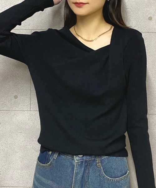 NANEA(ナネア)の「アシンメトリーオフショルダートップス(ニット/セーター・レディース・ブラック/ベージュ/ピンク/ブルー・フリー)」の20枚目の写真
