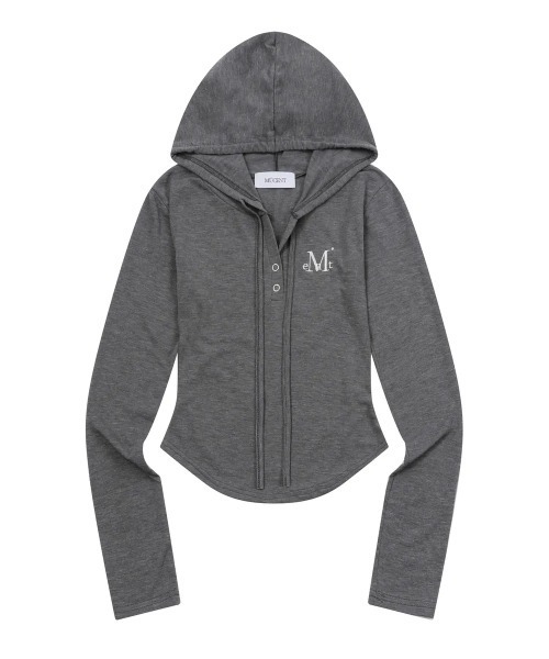 MUCENT(ムセント)の「◇MUCENT◇ブランド直輸入正規品/春夏に着やすいシアー感/ルエン シグネチャー スリム フード T RUEN SIGNATURE SLIM HOOD T(パーカー・レディース・チャコール/ホワイト/グレー/ブラック・FREE)」の4枚目の写真