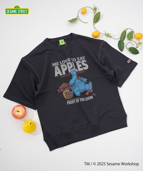 FRUIT OF THE LOOM(フルーツオブザルーム)の「SESAME STREET×FTL ハーフスリーブ甘編 / セサミ / プルオーバー(スウェット・メンズ・アイボリー/ブラック・S/M/L)」の2枚目の写真