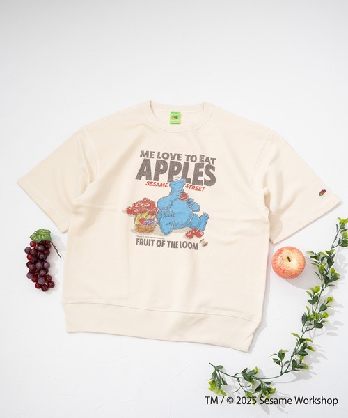 FRUIT OF THE LOOM(フルーツオブザルーム)の「SESAME STREET×FTL ハーフスリーブ甘編 / セサミ / プルオーバー(スウェット・メンズ・アイボリー/ブラック・S/M/L)」の5枚目の写真