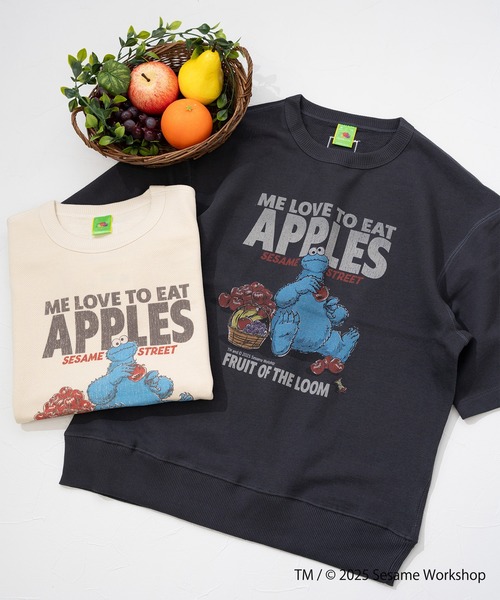FRUIT OF THE LOOM(フルーツオブザルーム)の「SESAME STREET×FTL ハーフスリーブ甘編 / セサミ / プルオーバー(スウェット・メンズ・アイボリー/ブラック・S/M/L)」の9枚目の写真