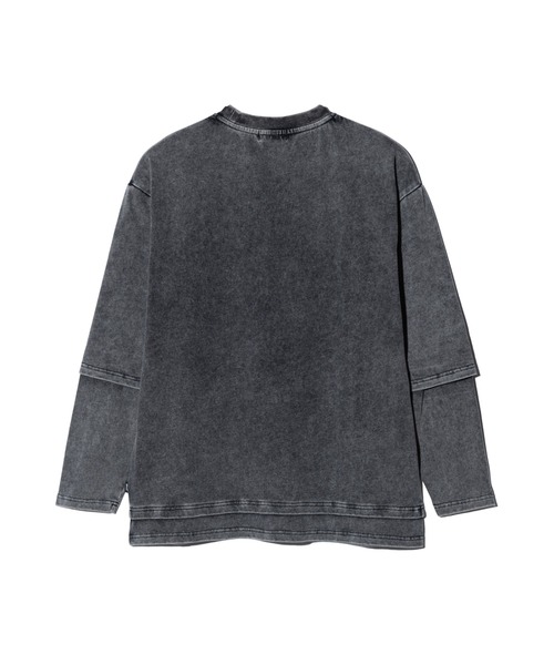 glamb（グラム）の「Layered Acid Cutsew / レイヤードアシッドカットソー（Tシャツ/カットソー・メンズ・チャコール/マスタード・S/M/L）」の9枚目の写真