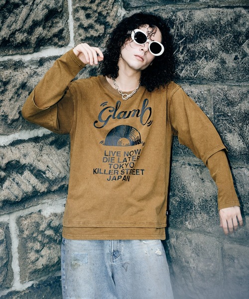 glamb（グラム）の「Layered Acid Cutsew / レイヤードアシッドカットソー（Tシャツ/カットソー・メンズ・チャコール/マスタード・S/M/L）」の14枚目の写真