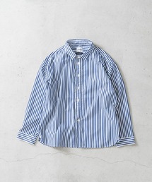 ブロードストライプ裾ダーツレギュラーシャツ