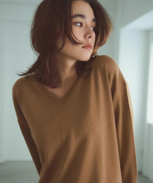 セール】Vネックニット/エクストラファインメリノウール【THEシリーズ