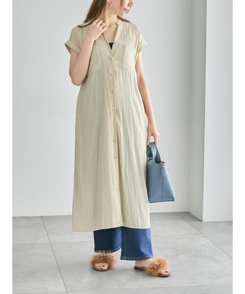 Te chichi（テチチ）の「Wポケットサテンシャツワンピース（ワンピース・レディース・ベージュ/ブラウン/ネイビー・F）」の19枚目の写真