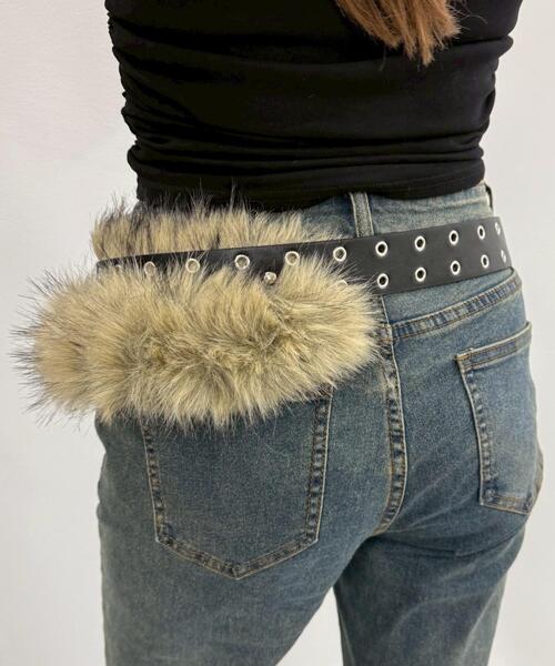 WEGO(ウィゴー)の「WEGO/ファーダブルハトメベルト(ベルト・レディース・ライトベージュ/ブラック・FREE)」の8枚目の写真