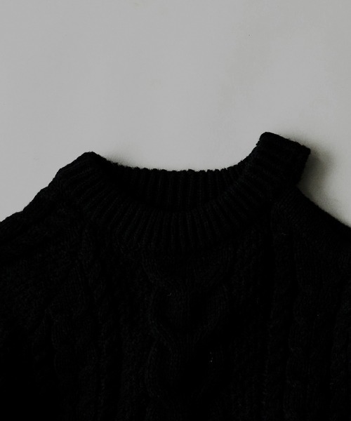 AO2（アオズ）の「Shoulder-cut cable knit sweater / ショルダーカット ケーブルニットプルオーバー（ニット/セーター・レディース・ブラウン/ホワイト/グレー/ブラック・FREE）」の7枚目の写真