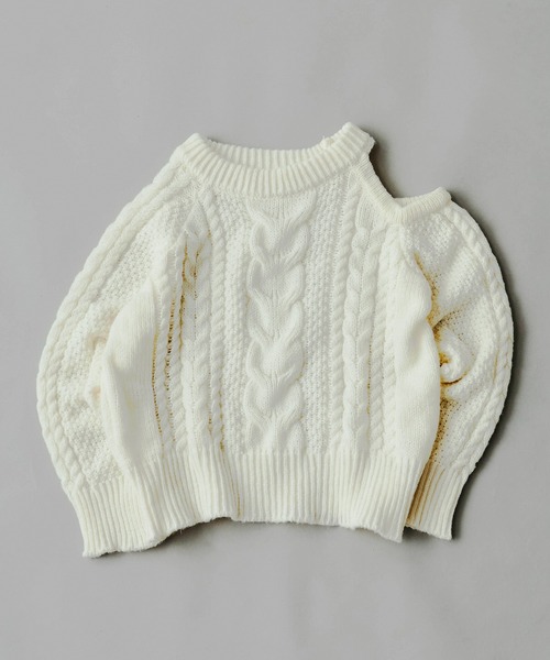 AO2（アオズ）の「Shoulder-cut cable knit sweater / ショルダーカット ケーブルニットプルオーバー（ニット/セーター・レディース・ブラウン/ホワイト/グレー/ブラック・FREE）」の5枚目の写真