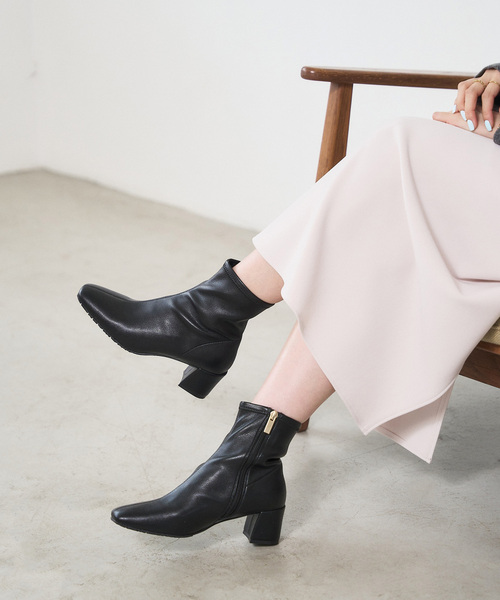 追加》5cmスクエアフィットショートブーツ（ブーツ）｜LE TALON