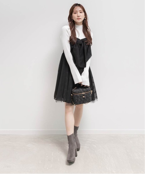 RANDA（ランダ）の「ボンチュールドッキングミニワンピース（ワンピース・レディース・ホワイト/ブラック/グレー・0/1）」の18枚目の写真