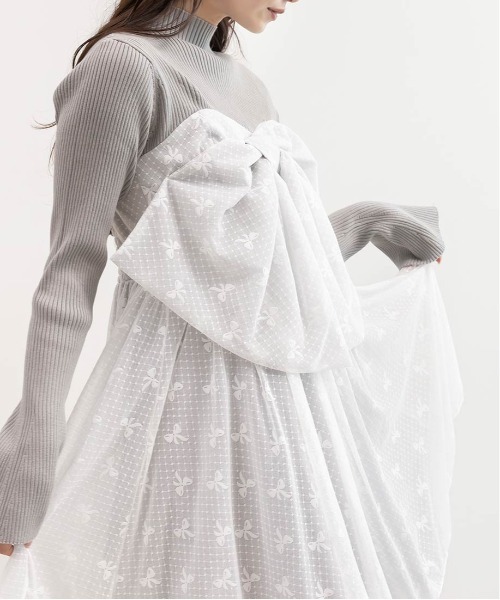 RANDA（ランダ）の「ボンチュールドッキングミニワンピース（ワンピース・レディース・ホワイト/ブラック/グレー・0/1）」の12枚目の写真