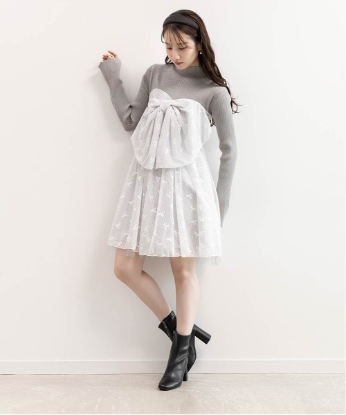 RANDA（ランダ）の「ボンチュールドッキングミニワンピース（ワンピース・レディース・ホワイト/ブラック/グレー・0/1）」の14枚目の写真