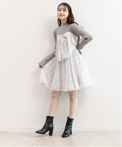 RANDA（ランダ）の「ボンチュールドッキングミニワンピース（ワンピース・レディース・ホワイト/ブラック/グレー・0/1）」の15枚目の写真