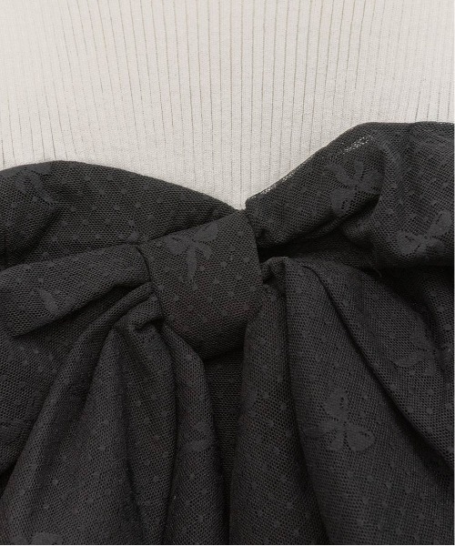 RANDA（ランダ）の「ボンチュールドッキングミニワンピース（ワンピース・レディース・ホワイト/ブラック/グレー・0/1）」の4枚目の写真