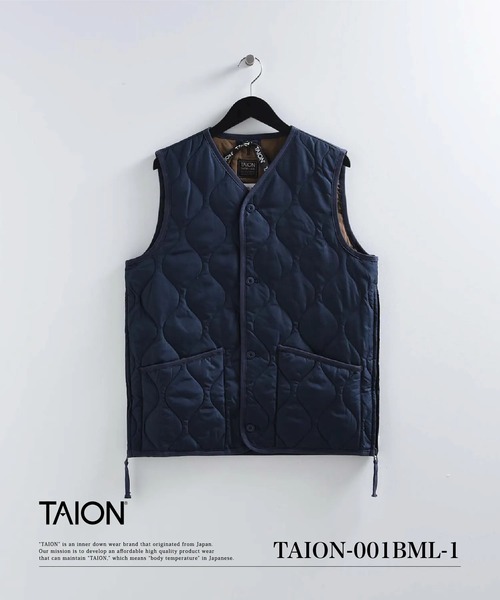 TAION(タイオン)の「【TAION(タイオン)】〈ユニセックス〉ミリタリー Vネックボタン ダウンベスト(ダウンベスト・メンズ・ブラック/ダークネイビー/チャコールグレー/クリーム/オリーブ・L/M/S/2XL/XL/XS)」の5枚目の写真