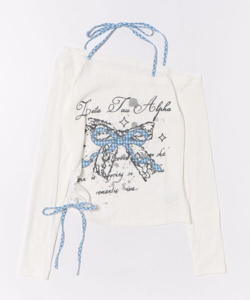 HOOK(フック)の「ホルターネック シャーリング ロンT(Tシャツ/カットソー・レディース・ブラック/ホワイト・SMALL/MEDIUM)」の3枚目の写真