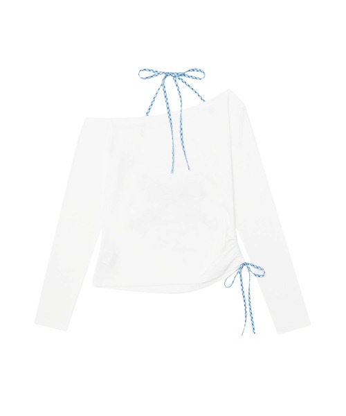 HOOK(フック)の「ホルターネック シャーリング ロンT(Tシャツ/カットソー・レディース・ブラック/ホワイト・SMALL/MEDIUM)」の5枚目の写真