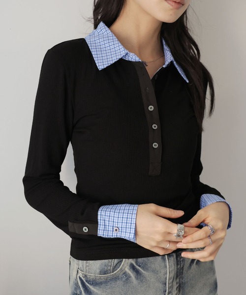 Ulysses(ユリシス)の「ヘンリーネック襟付きカットソー(Tシャツ/カットソー・レディース・ブラック・S/M)」の14枚目の写真