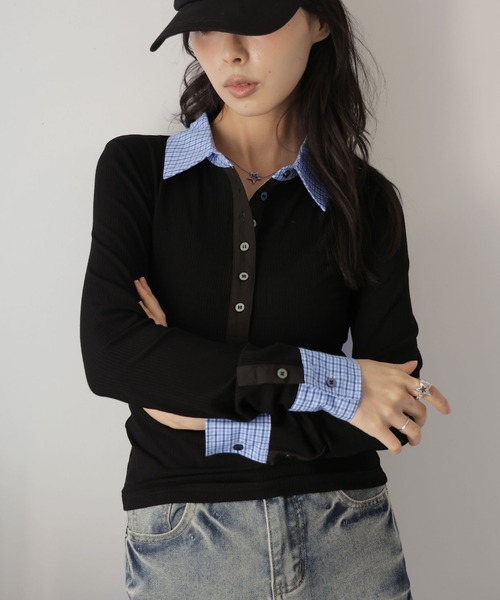 Ulysses(ユリシス)の「ヘンリーネック襟付きカットソー(Tシャツ/カットソー・レディース・ブラック・S/M)」の18枚目の写真