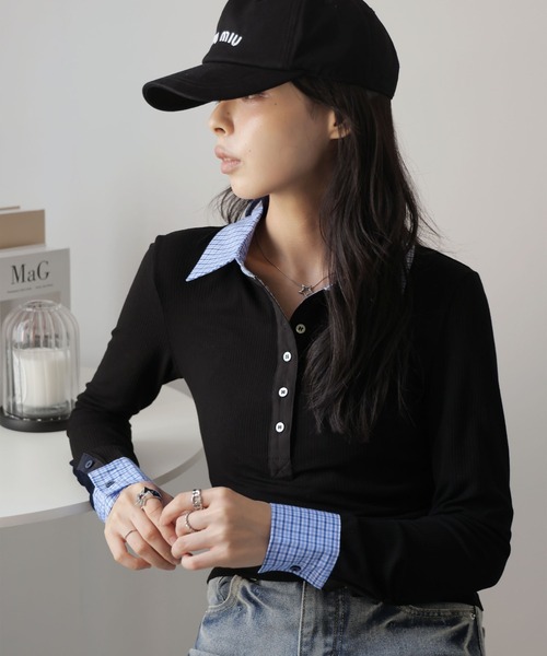 Ulysses(ユリシス)の「ヘンリーネック襟付きカットソー(Tシャツ/カットソー・レディース・ブラック・S/M)」の20枚目の写真