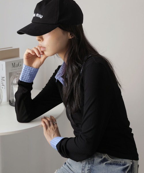 Ulysses(ユリシス)の「ヘンリーネック襟付きカットソー(Tシャツ/カットソー・レディース・ブラック・S/M)」の16枚目の写真