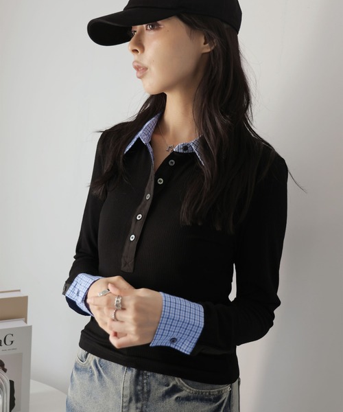 Ulysses(ユリシス)の「ヘンリーネック襟付きカットソー(Tシャツ/カットソー・レディース・ブラック・S/M)」の19枚目の写真