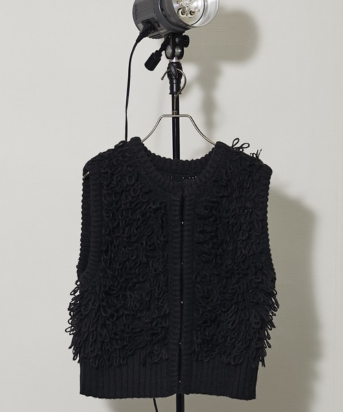 Share Spirit 黒 フリンジ ベスト FREAK'S STORE ベスト ジレ カットフリンジベスト レディース