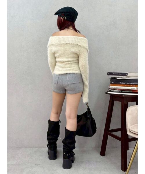 EVRIS（エヴリス）の「ハイゲージニットショートパンツ（その他パンツ・レディース・アイボリー/グレー/ブラック・FREE）」の4枚目の写真