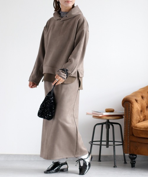 cepo（セポ）の「〈セットアイテム〉スエードタッチフーディ＆スカート セットアップ（アンサンブル・レディース・オフホワイト/グレー/キャメル・M）」の14枚目の写真