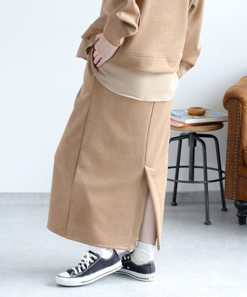 cepo（セポ）の「〈セットアイテム〉スエードタッチフーディ＆スカート セットアップ（アンサンブル・レディース・オフホワイト/グレー/キャメル・M）」の19枚目の写真
