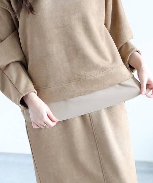 cepo（セポ）の「〈セットアイテム〉スエードタッチフーディ＆スカート セットアップ（アンサンブル・レディース・オフホワイト/グレー/キャメル・M）」の15枚目の写真