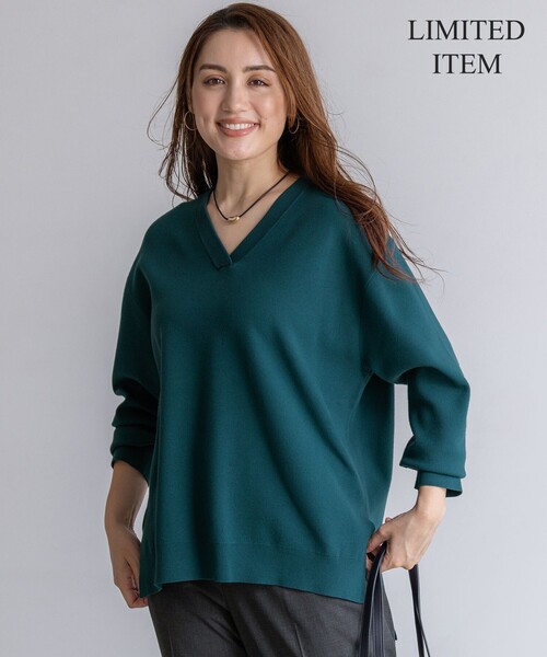 セール】【Lサイズ限定/洗える】ヴィスコースストレッチ Vネック
