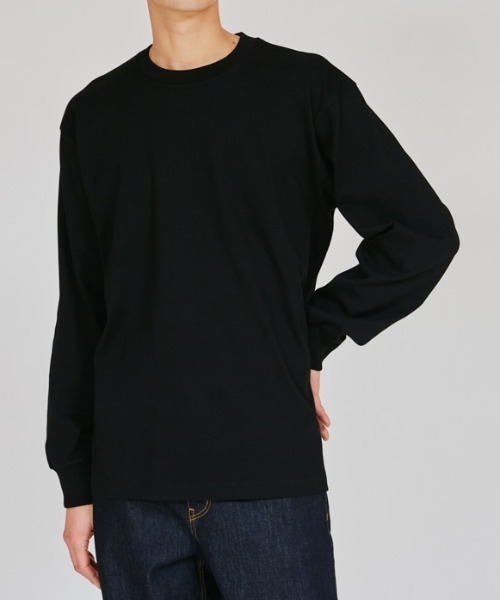 HANES(ヘインズ)の「【 綿100% 】Hanes KUROクルーネック(クロ) ロングスリーブTシャツ HM4-C201(Tシャツ/カットソー・メンズ・ブラック・S/M/L/XL)」の5枚目の写真