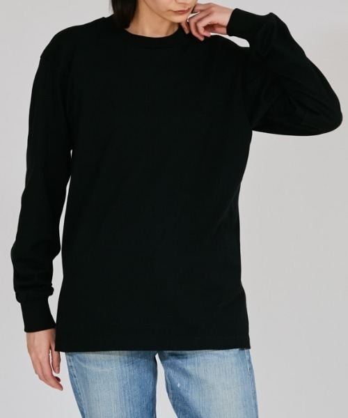 HANES(ヘインズ)の「【 綿100% 】Hanes KUROクルーネック(クロ) ロングスリーブTシャツ HM4-C201(Tシャツ/カットソー・メンズ・ブラック・S/M/L/XL)」の8枚目の写真