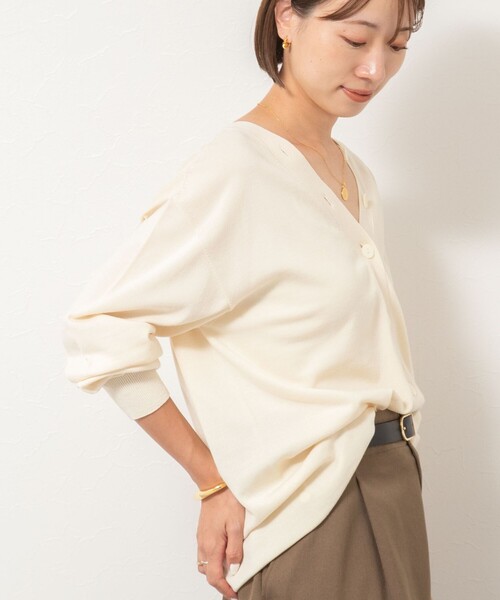 NOLLEY’S（ノーリーズ）の「《手洗い可能》《アンサンブル対応》バウンドウール3WAYカーディガン（カーディガン/ボレロ・レディース・ネイビー/ベージュ/オフホワイト・FREE）」の5枚目の写真