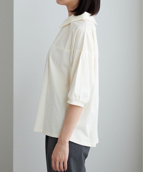 BELLUNA PLUS(ベルーナ)の「衿付き異素材切替プルオーバー(Tシャツ/カットソー・レディース・ブラック/オリーブ/アイボリー・MEDIUM/X-LARGE/LARGE)」の13枚目の写真