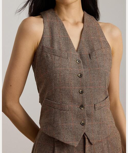 美品 ラルフローレン ニット ジレ ベスト ラムウール グレンチェック 美品 ラルフローレン ニット ジレ ベスト ラムウール グレンチェック