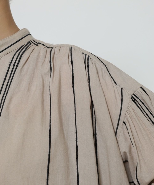 BABYLONE（バビロン）の「インドストライプワンピース（シャツワンピース・レディース・グレイッシュベージュ・フリー）」の11枚目の写真
