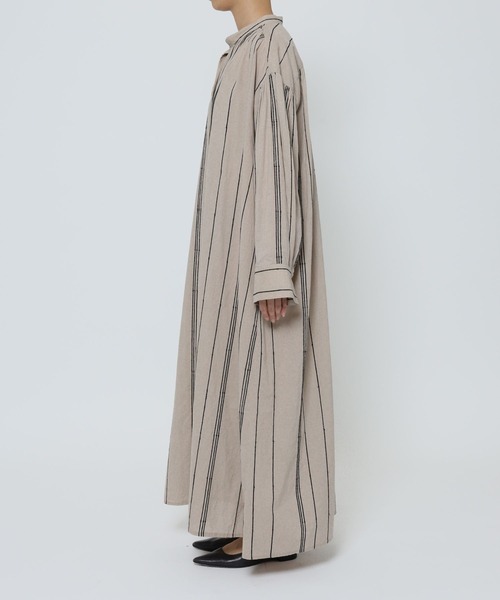 BABYLONE（バビロン）の「インドストライプワンピース（シャツワンピース・レディース・グレイッシュベージュ・フリー）」の8枚目の写真