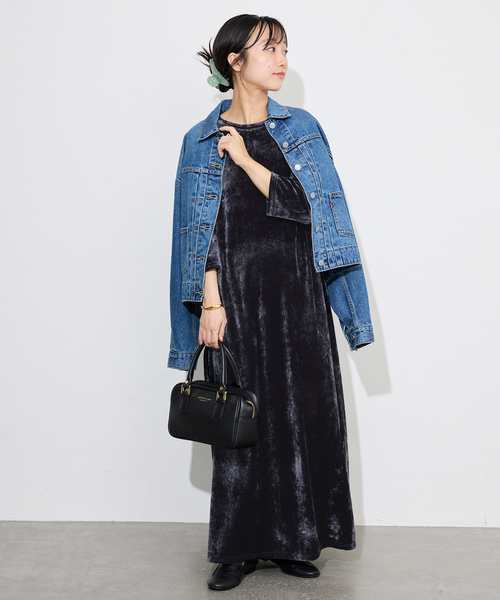 ベロアIラインワンピース（ワンピース）｜SLOBE IENA（スローブイエナ