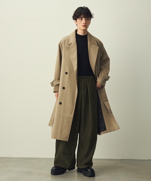 セール】Draped over double trench coat / ドレープオーバーダブル