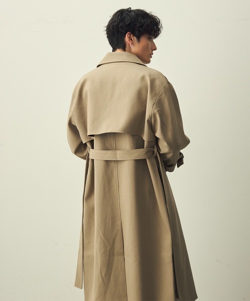 セール】Draped over double trench coat / ドレープオーバーダブル