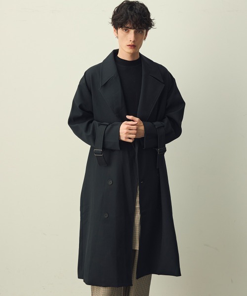 セール】Draped over double trench coat / ドレープオーバーダブル