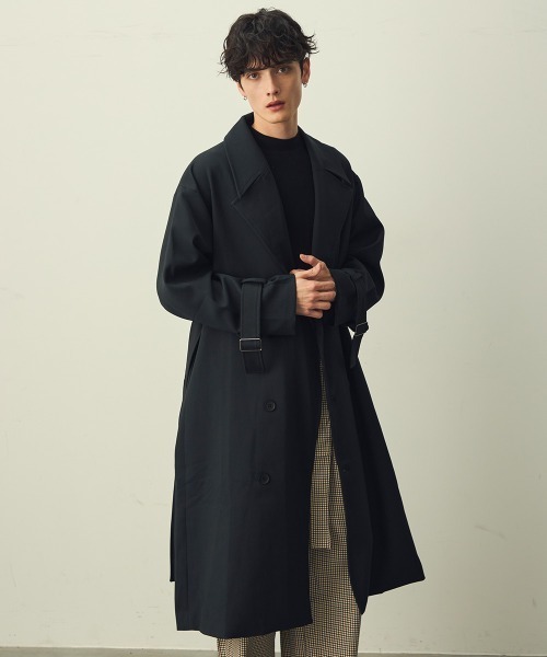 セール】Draped over double trench coat / ドレープオーバーダブル